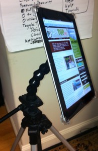 iPad mounted on a Caddie Buddy mount